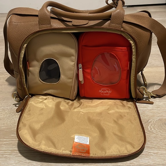 PacaPod Tan Leather Diaper + Duffel Bag Firenze Style NWOT - Picture 2 of 3